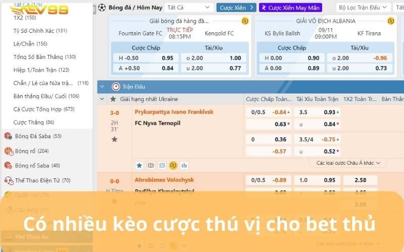 Đa dạng kèo cược và cập nhập tỷ lệ nhanh chóng