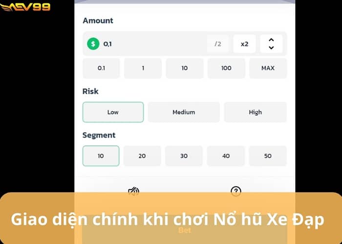 Giao diện chính của trò chơi Nổ Hũ Xe Đạp tại AEV99